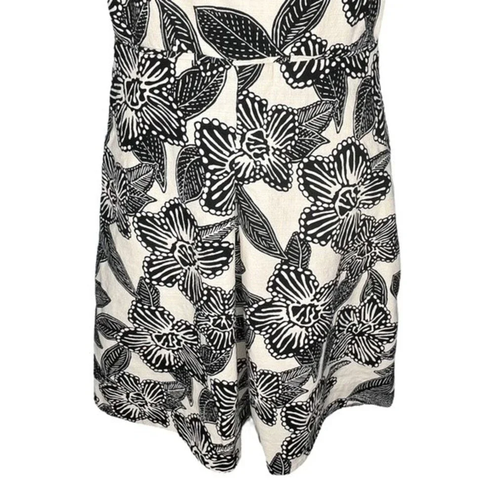 J. Crew Sleeveless Polynesian Print Dress sz 4 * Ivory Cream Tropical Pockets